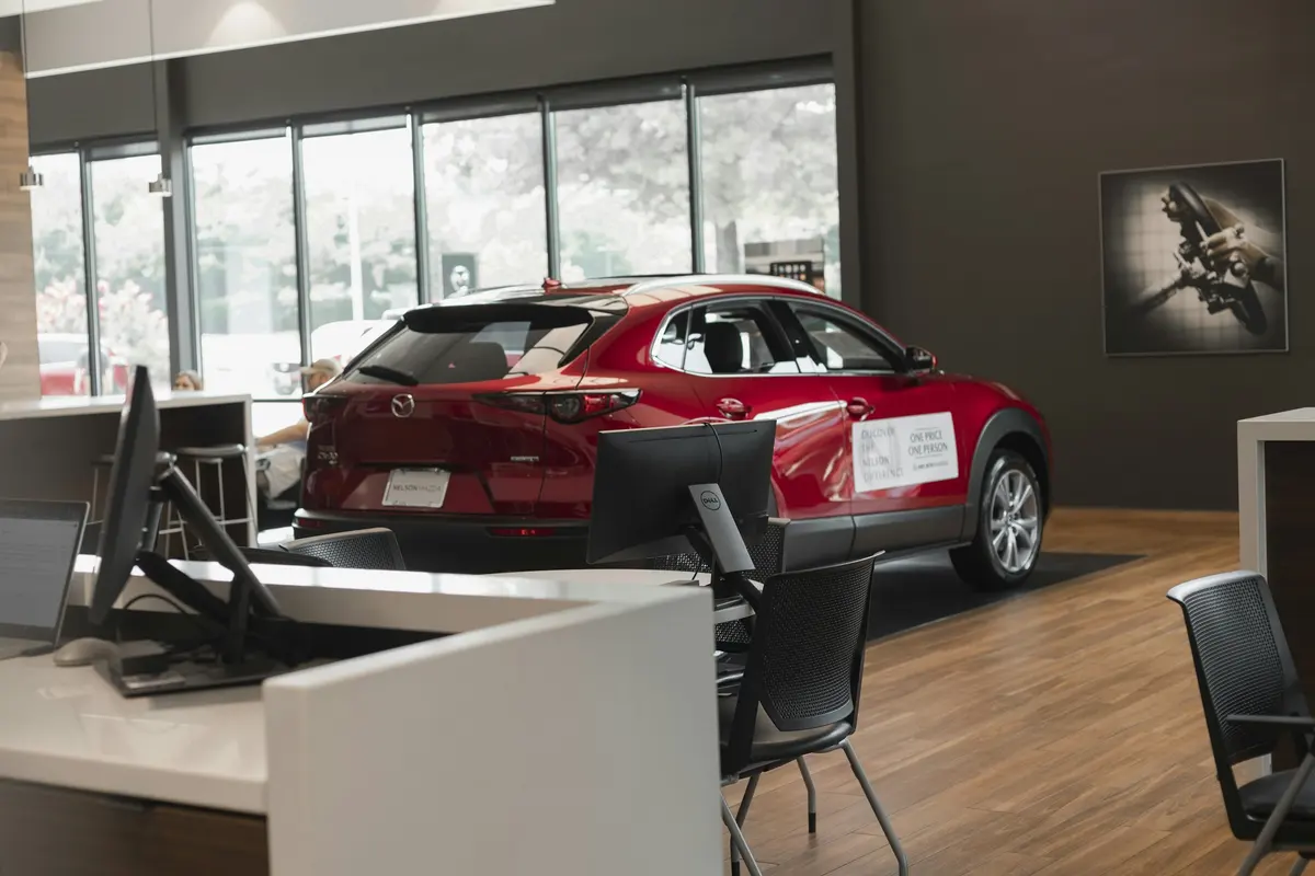 A showroom's sales desk