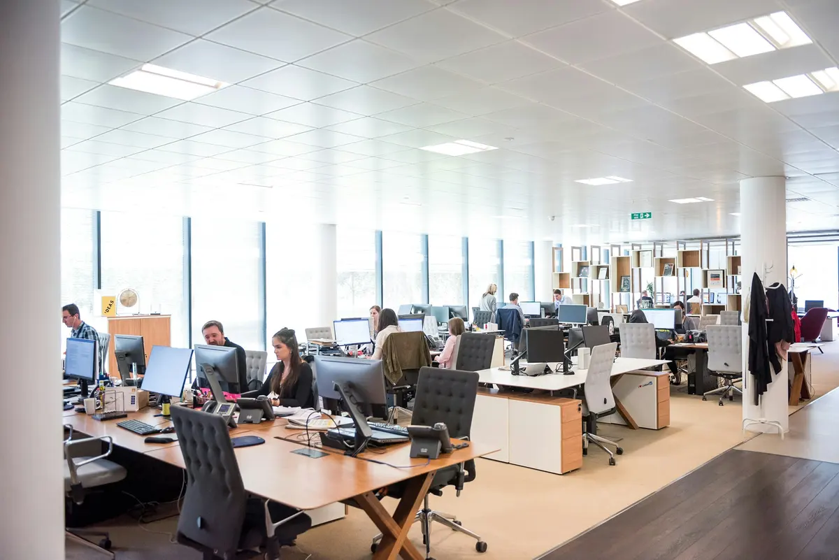 A team's floor, desks and phones