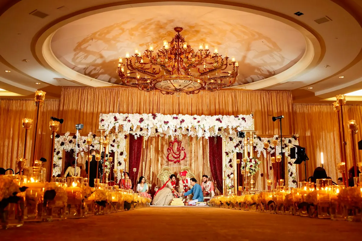 A wedding in a hotel ballroom