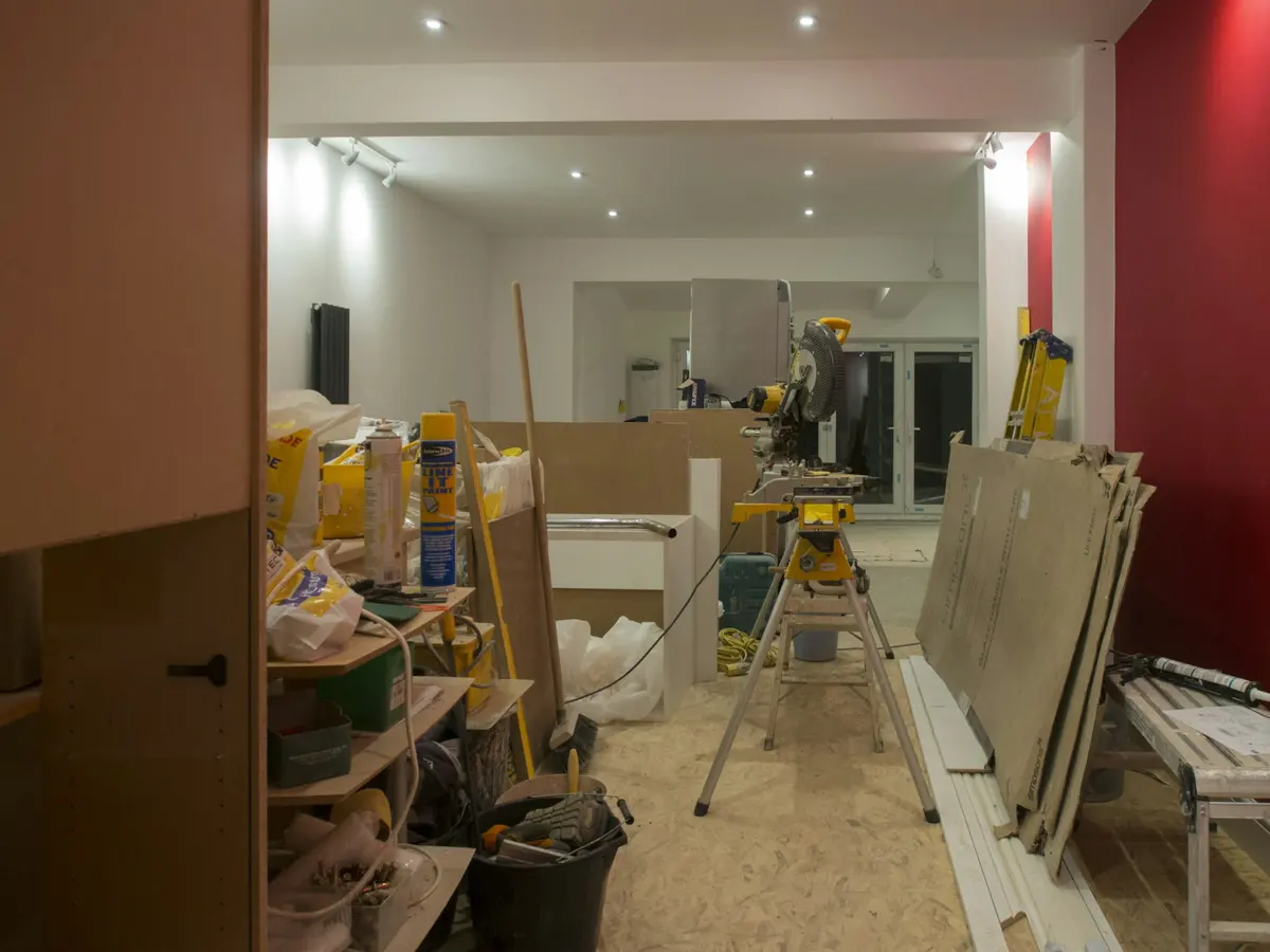 A room halfway through its fit-out