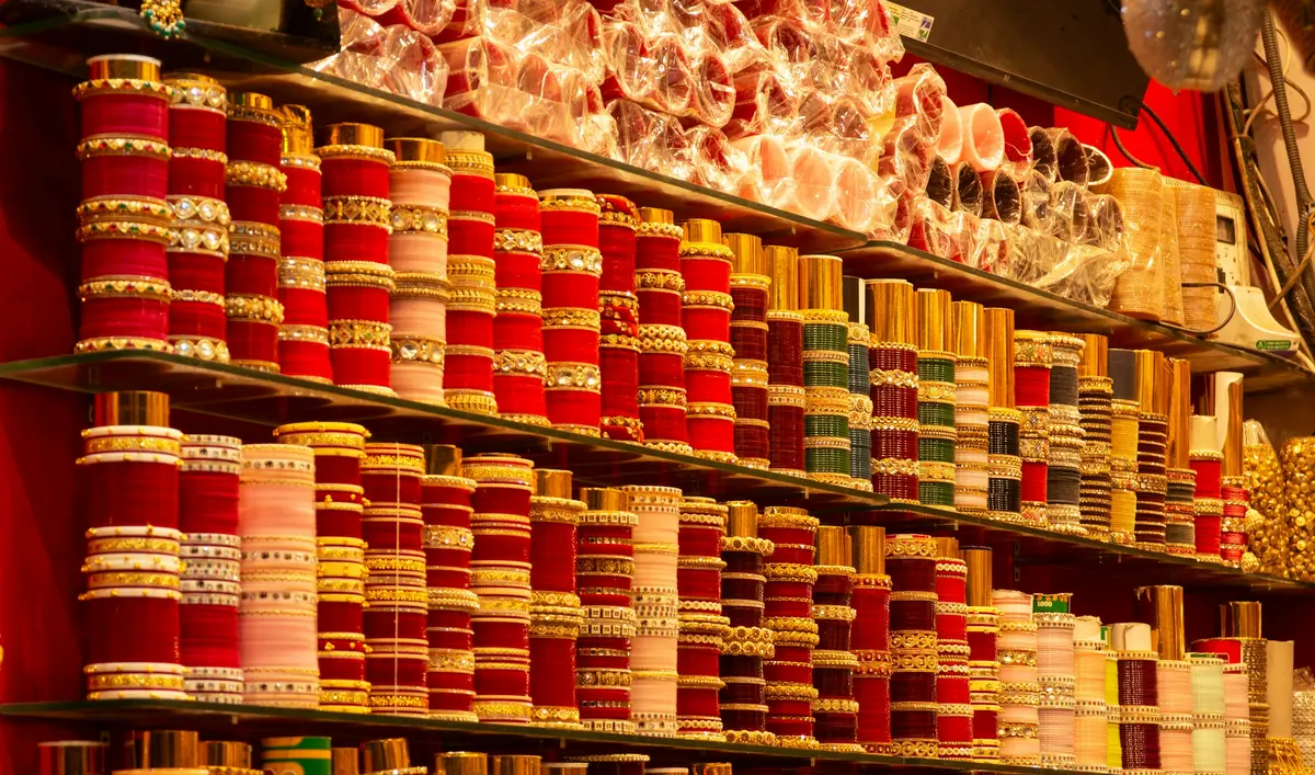 Bangles stacked in a shop
