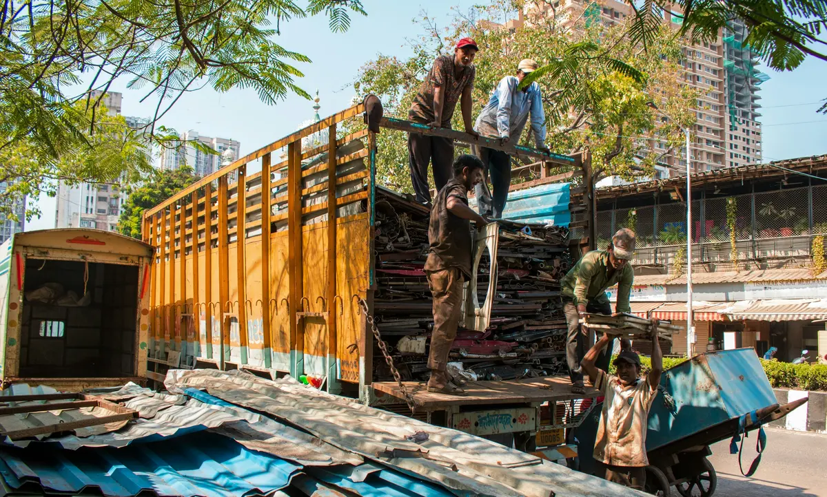 Loading a truck by hand