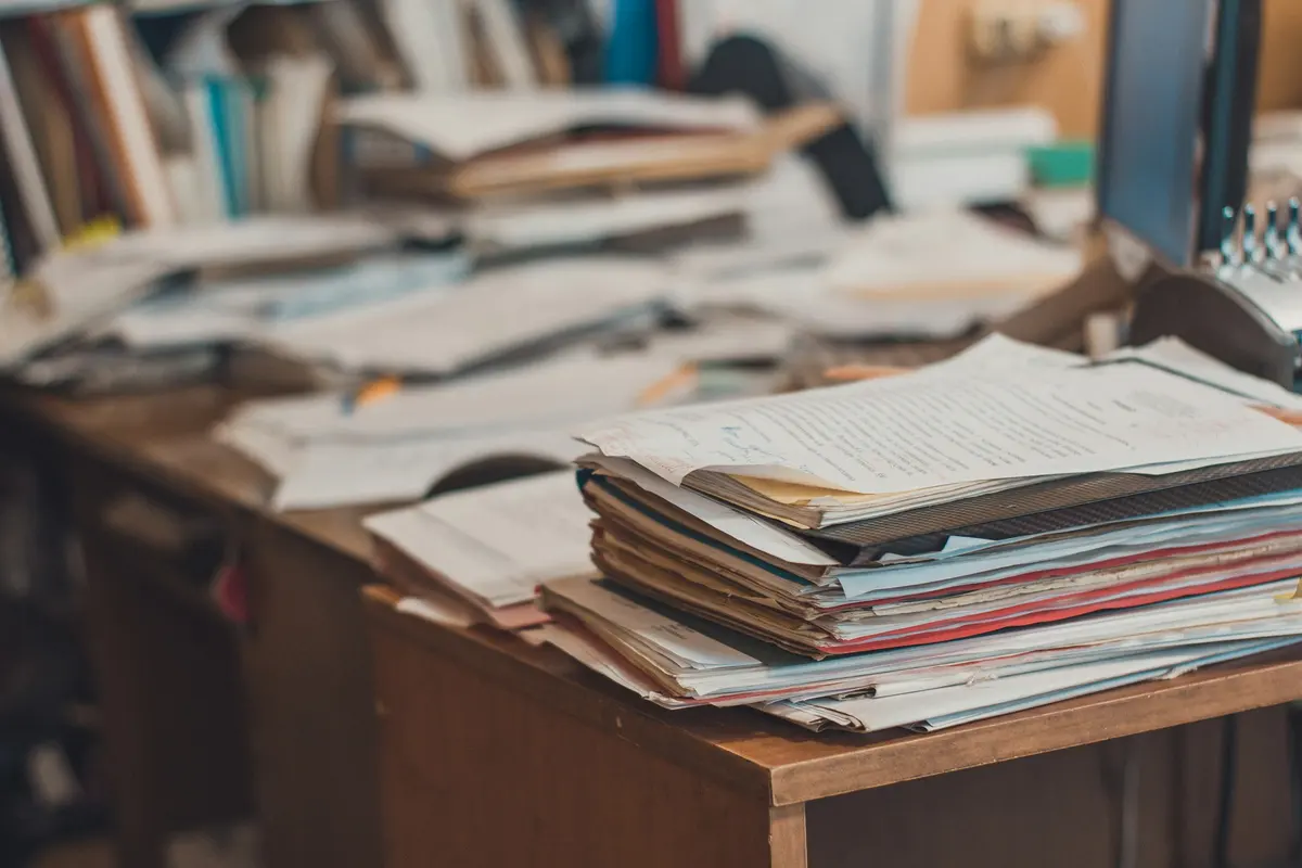 Files on a working desk